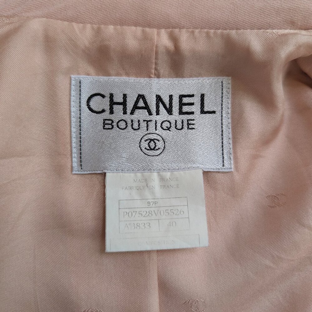 CHANEL Vintage Pink Wool Double Breasted Jacket 97P Spring 1997 FR40 S M 6 8 - Picture 6 of 16